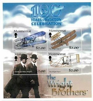 Vintage Classics - Montserrat 0303 The Wright Brothers - Sheet Of 4 - Mnh