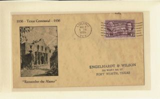 776 Luling Texas Centennial 3/2/1936 Alternate City Fdc Engelhardt & Wilson