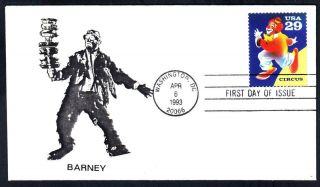 Circus Clown Stamp Barney The Clown First Day Cover (1596)