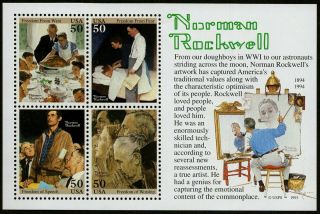 Us 1994 2840 - Norman Rockwell Souvenir Sheet Mnh