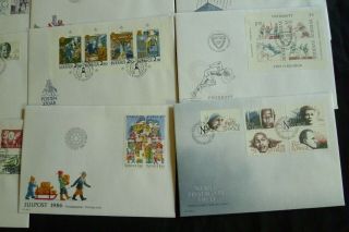 Sweden 1986 cpl year set Cachet FDC First Day Covers.  Three covers by Slania 4