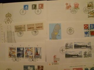 Sweden 1985 cpl year set cachet FDC First Day Covers.  Four covers by Slania. 3