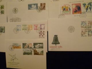 Sweden 1985 cpl year set cachet FDC First Day Covers.  Four covers by Slania. 4