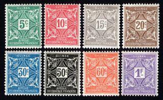 French Guinea 1914 Set Of 8 Stamps Mi Porto 16 - 23 Mh Cv=7.  5€