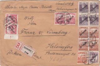 Hungary To Finland Old Registered Cover 1920 Szombathely