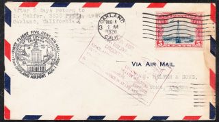 Sc C11 On 1st Flight Cover.  5 Cent Rate From Oakland,  Ca To Nome,  Ak 1928