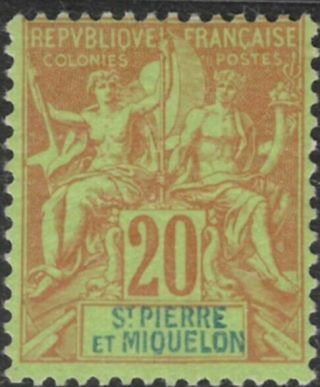 St Pierre Miquelon 67 Hinged 20 Of Scv $19.  00 Domestic