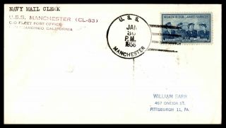 Mayfairstamps Us Naval 1956 California Uss Manchester Cl 83 Navy Mail Clerk Cove