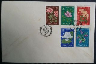 Macau 1956 Day Of The Seal Cover With 1953 Indigenous Flowers 1 3 5 10 39 Avos