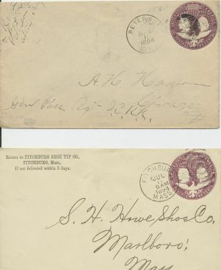 Group Of 7 2c Columbian Postal Envelopes 1893 - 4 Some Town Cancels