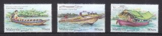 Malaysia 2016 River Transportation In Sarawak (boats) Comp.  Set Of 3 Stamps