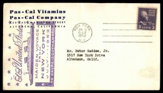 Mayfairstamps Us 1952 Maiden Voyage Ss United States York Cover Wwb42727