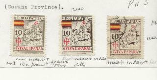 Sp143 Spain Spanish Civil War Stamps Coruna X 3