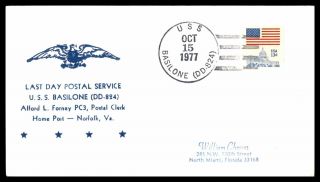 Mayfairstamps Us Naval 1977 Florida Uss Basilone Dd 824 Last Day Postal Service