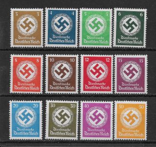 Germany 3rd Reich Mi 132 - 143 Official Stamps Issued 1934 Mh