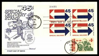 Mayfairstamps Us Fdc 1969 Special Delivery Plate Block Combo Fleetwood First Day