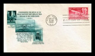 Dr Jim Stamps Us 6c Wright Brothers Air Mail Fdc Cover Kitty Hawk Scott C45