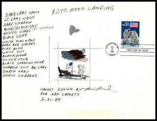 2419 Moon Landing Priority Space - Kah Hand Painted Art Work For Cachet