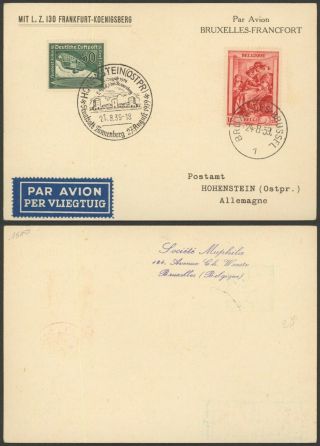 Germany 1939 - Zeppelin Flight Air Mail Postcard Koenigsberg D177