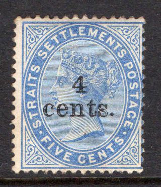 Malaya Straits Settlements 1898 4c On 5c Blue Sg 107