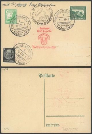 Germany 1939 - Zeppelin Flight Air Mail Postcard Bielfeld D58