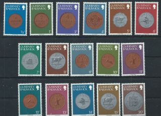 Guernsey 1979 Sg177 - 194 Coins Short Set Mnh