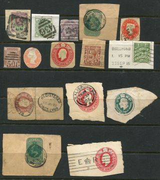 Qv Square - Round,  Duplex 436 Postmark,  Kevii Embossed Pieces,  Keviii,  Kgvi 217stamps