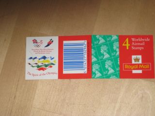 GB Barcode Booklet GR1 - Airmail 4 x 63p,  4 x airmail labels 2