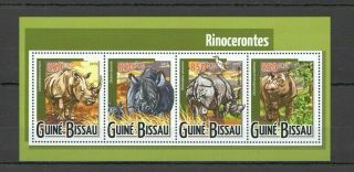 St971 2015 Guinea - Bissau Animals Fauna Rhino 1kb Mnh Stamps