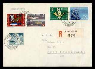 Dr Who 1959 Switzerland Heerbrugg To Usa Multi Franked Registered C127519