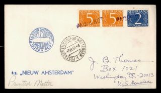 Dr Who 1967 Netherlands Paquebot Ss Nieuw Amsterdam Ship To Usa E53978