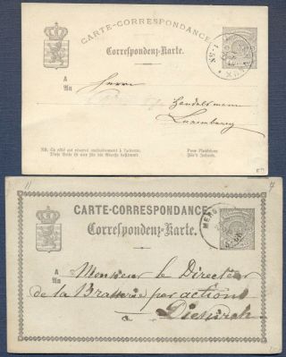 Luxembourg: 2 Postal Stationery Cards - 1876 & 1879; Both 5 Cent; Two Dif Types
