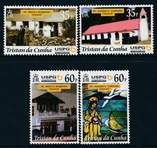 2001 Tristan Da Cunha First Missionaries Anniversary Set Of 4 Fine Mnh