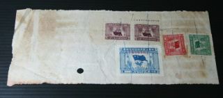 China Stamps 1948 - Very Old Document With 5 Stamps