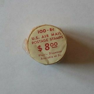 Coil Roll Of 100 Scott C - 65 Us Air Mail Stamp 8 Cent Jet Over Capitol
