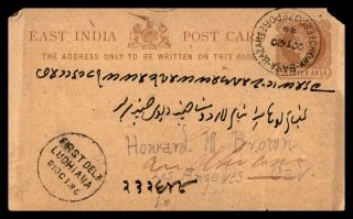 Mayfairstamps India 1888 To Los Angeles California Postal Card Stationery Wwb628