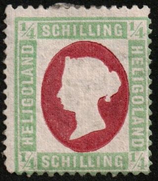 Heligoland 1873 Victoria 1/4 Schilling Rose &green Mh Vf