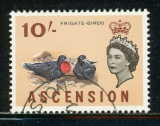 Ascension (qeii) Selections: Scott 87 10sh Frigate Bird Cv$14,