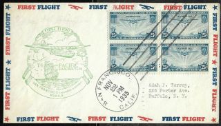 Block Of 4 On San Francisco To Philippines 1935 First Flight Clipper Cover