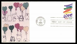 Mayfairstamps 1985 Us Fdc Lover Dogs & Balloons Stick On First Day Cover Wwb4998
