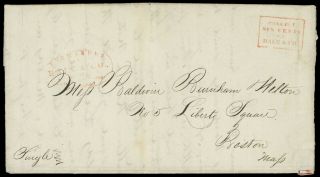 " Forwarded By Hale & Co York " Red Oval & " Collect " Box 1845 Letter To Boston