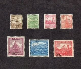 Nepal.  1949.  Pictorial Definitive Set To 24p.  V Good.  Sg 164 - 70.