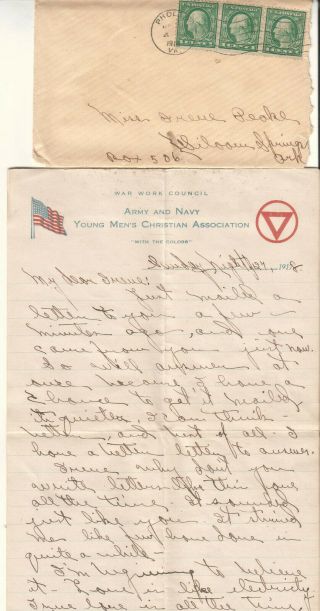 Wwi Cover & Ymca War Work Council Letter Phoebus Va To Siloam Springs Ar