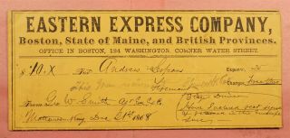 1868 Eastern Express Co Office In Boston Ma Money Envelope