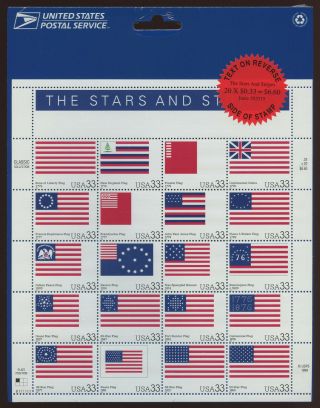 2000 The Stars And Stripes Stamp Sheet Full Pane Scott 3403 Mnh