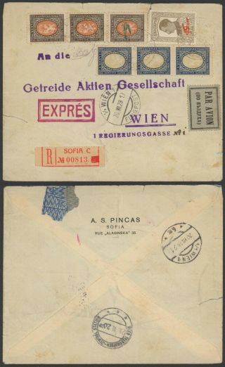 Bulgaria 1928 - Registered Air Mail Cover To Vienna Austria 31393/1