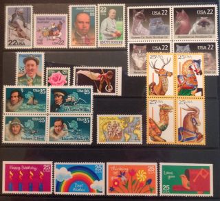 Usa 1988 Unmounted Selection.  24 Stamps Cat £25