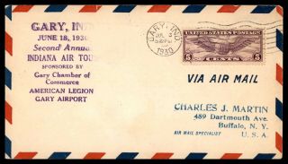 Mayfairstamps 1930 Us Indiana Air Tour American Legion Gary Airport Cover Wwb_39