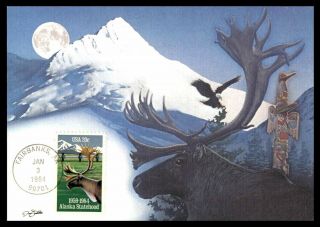 Mayfairstamps 1984 Us Fdc Alaska Statehood Moose And Eagle Maximum Card First Da