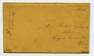 Usa 1855 Stampless Letter With Cover From Hogestown Pa With Handwritten Paid